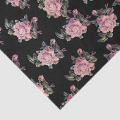 Roze Roses Dark Floral Pattern Shabby Chic Party Tissuepapier (Detail)