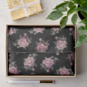 Roze Roses Dark Floral Pattern Shabby Chic Party Tissuepapier (Geschenk)