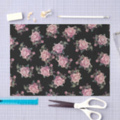 Roze Roses Dark Floral Pattern Shabby Chic Party Tissuepapier (Craft)