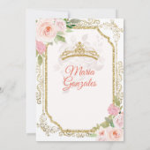 Roze Roses & Dress Charra Mis Quince Uitnodiging (Achterkant)