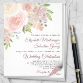 Roze Roses Elegant Boho PAPER Wedding Invite Flyer