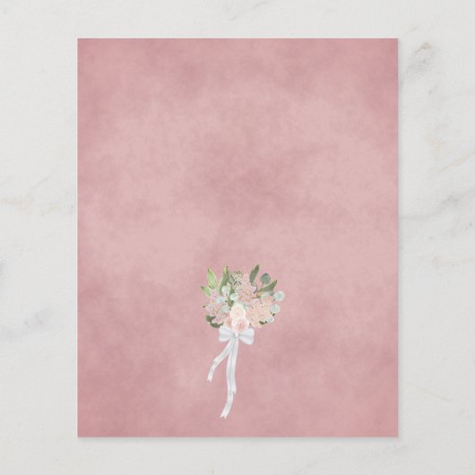 Roze Roses Elegant Boho PAPER Wedding Invite Flyer (Achterkant)