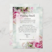 Roze Roses Elegant Chic Floral Wedding Details Informatiekaartje (Voorkant / Achterkant)