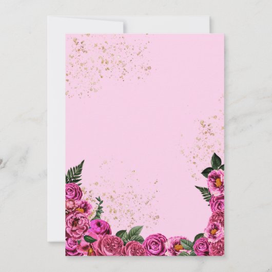 Roze Roses Elegant Fiesta Floral Quinceañera Kaart (Achterkant)