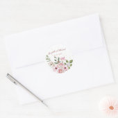 Roze Roses Elegant Floral Wedding Ronde Sticker (Envelop)