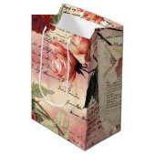 Roze Roses  Ephemera Medium Cadeauzakje (Voorkant Gekanteld)