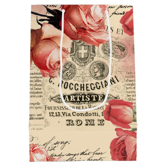 Roze Roses  Ephemera Medium Cadeauzakje (Achterkant)