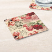 Roze Roses Ephemera Onderzetter (Schuin)