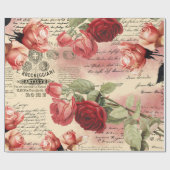 Roze Roses  Ephemera Verpakkingspapier Cadeaupapier (Vlak)