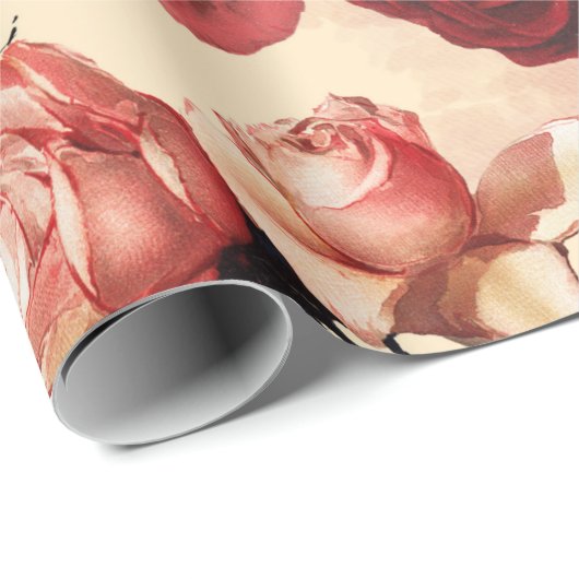 Roze Roses  Ephemera Verpakkingspapier Cadeaupapier (Rol Hoek)