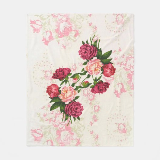 Roze Roses Fleece Blanket Deken (Voorkant)