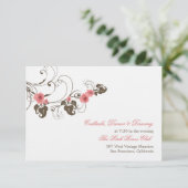 Roze Roses Fleur Elegant Floral Weddenschap Kaart (Staand voorkant)