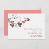 Roze Roses Fleur Elegant Floral Weddenschap Kaart (Voorkant / Achterkant)