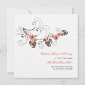 Roze Roses Fleur Elegant Wedding Invite Receptie Kaart (Achterkant)