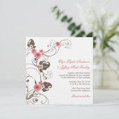 Roze Roses Fleur Elegant Wedding Invite Receptie Kaart (Staand voorkant)