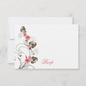 Roze Roses Fleur Elegant Wedding RSVP-kaart RSVP Kaartje (Achterkant)