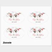 Roze Roses Fleur Floral Elegant Wedding Sticker (Vel)