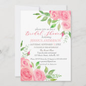Roze Roses Floral Bridal Shower Kaart (Voorkant)