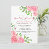 Roze Roses Floral Bridal Shower Kaart (Staand voorkant)