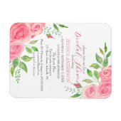 Roze Roses Floral Bridal Shower Magneet (Horizontaal)