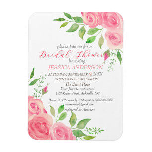 Roze Roses Floral Bridal Shower Magneet