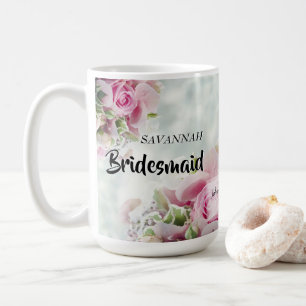 Roze Roses Floral Bridesmaid Wedding Favor Koffiemok