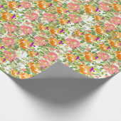 Roze Roses Floral Cadeaupapier (Hoek)