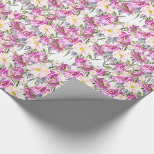 Roze Roses Floral Cadeaupapier (Hoek)