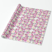 Roze Roses Floral Cadeaupapier (Uitgerold)