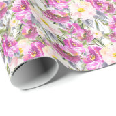 Roze Roses Floral Cadeaupapier (Rol Hoek)
