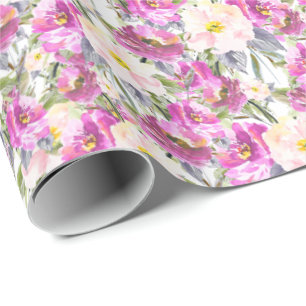 Roze Roses Floral Cadeaupapier
