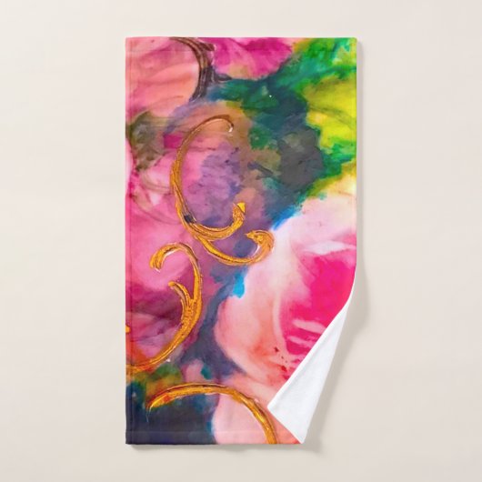 Roze Roses Floral Gold Art Nouveau Towel Bad Handdoek (Handdoek)