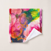 Roze Roses Floral Gold Art Nouveau Towel Bad Handdoek (Wasdoekje)