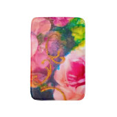 Roze Roses Floral Gold Badmat (Voorkant Verticaal)