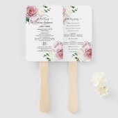 Roze Roses Floral Greenery Minimal Modern Wedding Handwaaier (Voorkant en achterkant)