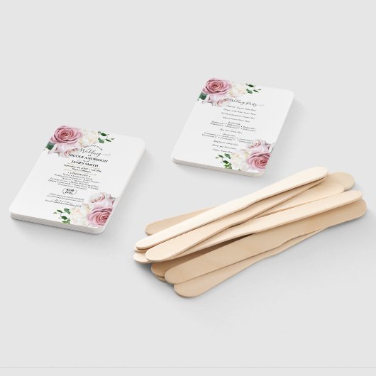 Roze Roses Floral Greenery Minimal Modern Wedding Handwaaier (Niet-gemonteerd)