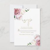 Roze Roses Floral Greenery Modern Wedding RSVP Kaart (Voorkant)