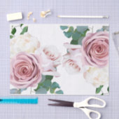 Roze Roses Floral Greenery Modern Wedding Tissuepapier (Craft)