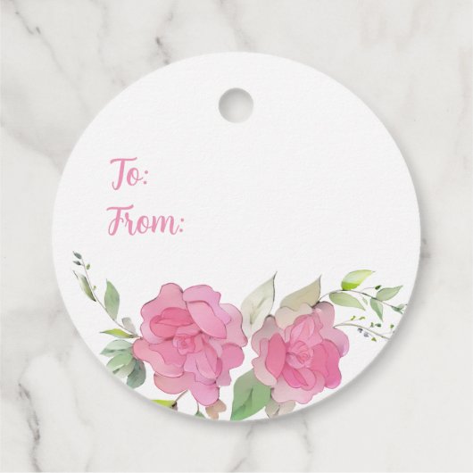 Roze Roses Floral Happy Moederdag Bedankjes Labels (Achterkant)