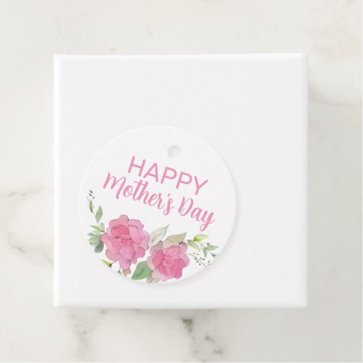 Roze Roses Floral Happy Moederdag Bedankjes Labels (In situ)