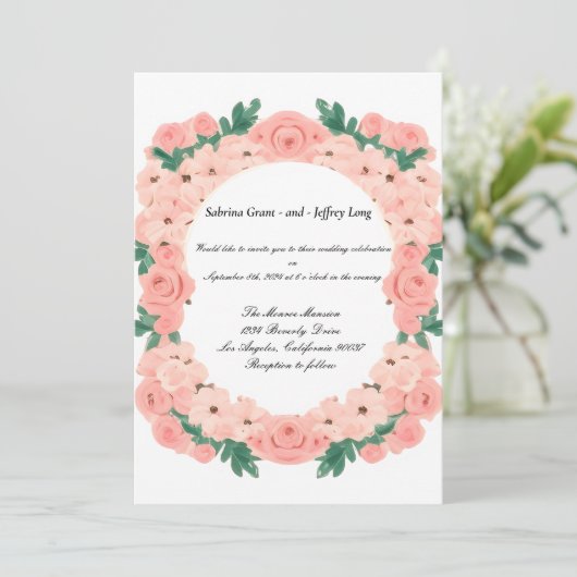 Roze Roses Floral Kaart (Staand voorkant)