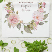 Roze Roses Floral Lijst "Cocina" Theedoek (Gevouwen)