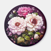 Roze Roses Floral Magneet (Voorkant)