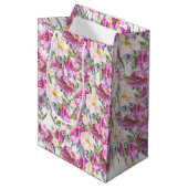 Roze Roses Floral Medium Cadeauzakje (Voorkant Gekanteld)