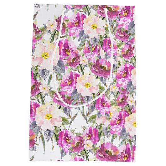 Roze Roses Floral Medium Cadeauzakje (Achterkant)