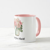 Roze Roses Floral Mok (Voorkant rechts)