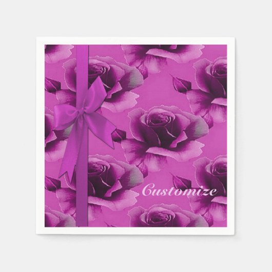 Roze Roses Floral Pattern Napkins Servet (Voorkant)