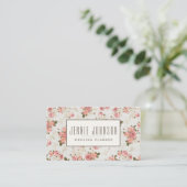 Roze Roses  Floral Pattern Visitekaartje (Staand voorkant)