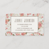 Roze Roses  Floral Pattern Visitekaartje (Achterkant)