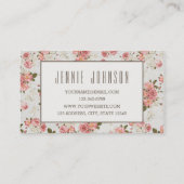 Roze Roses  Floral Pattern Visitekaartje (Achterkant)